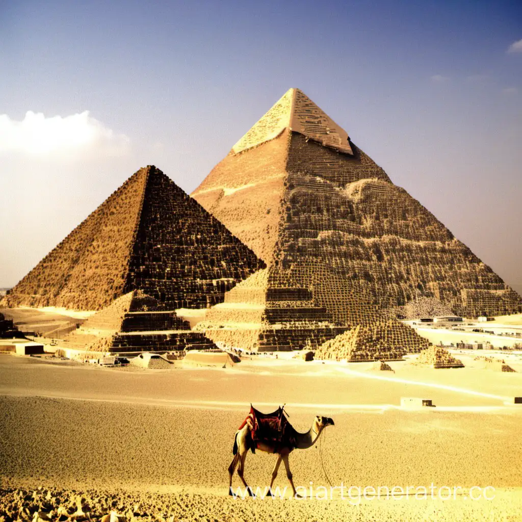Majestic-Ancient-Pyramids-of-Egypt-in-Golden-Sunset-Glow