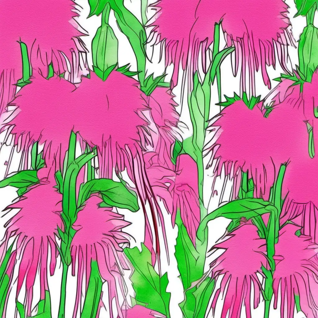 /imagine prompt pastel watercolor Love Lies Bleeding  FLOWERS , pink , pink GREEN washed out color, clipart on a white background andy warhol inspired --tile
