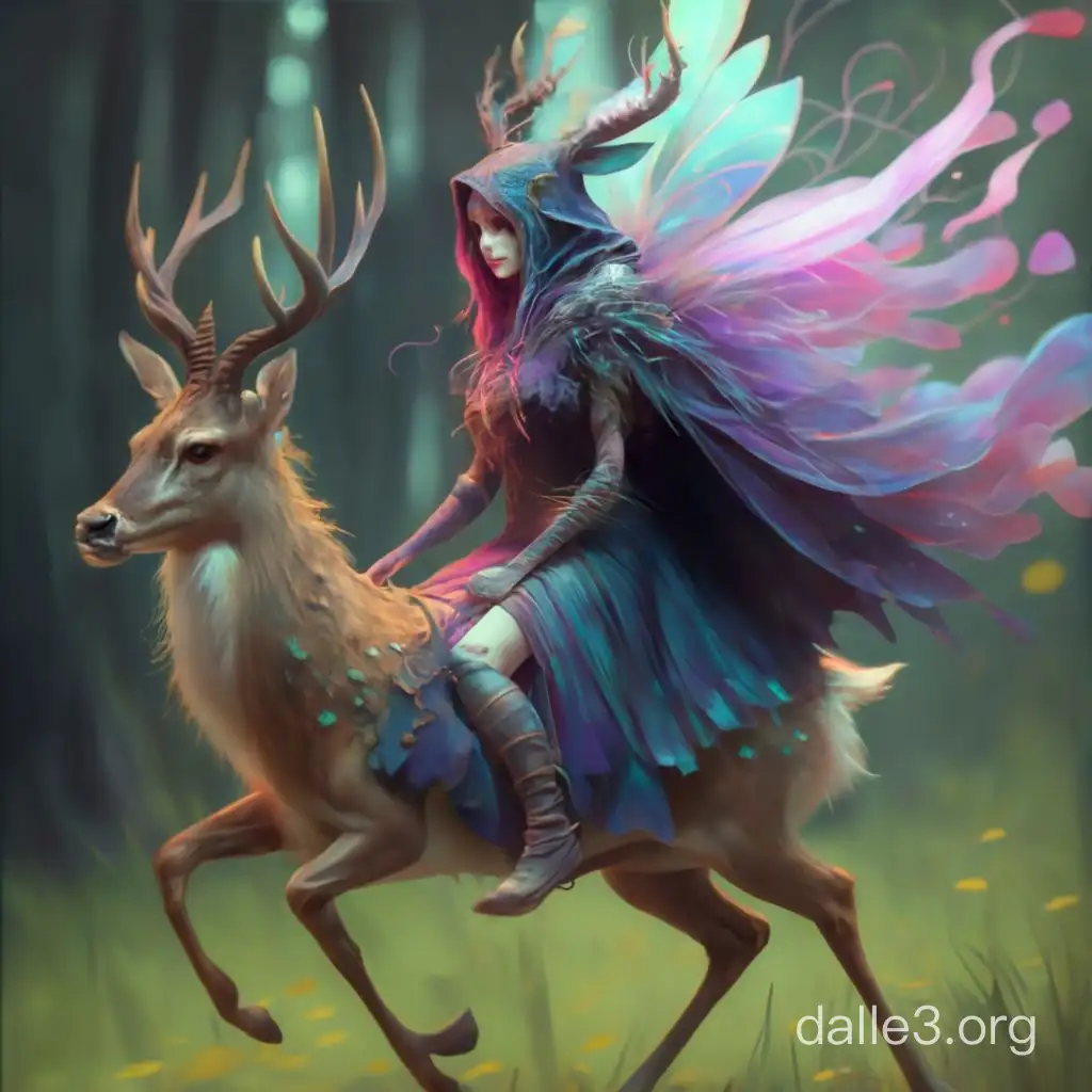 Enchanting Banshee Witch Riding a Deer in Forest | Dalle3 AI