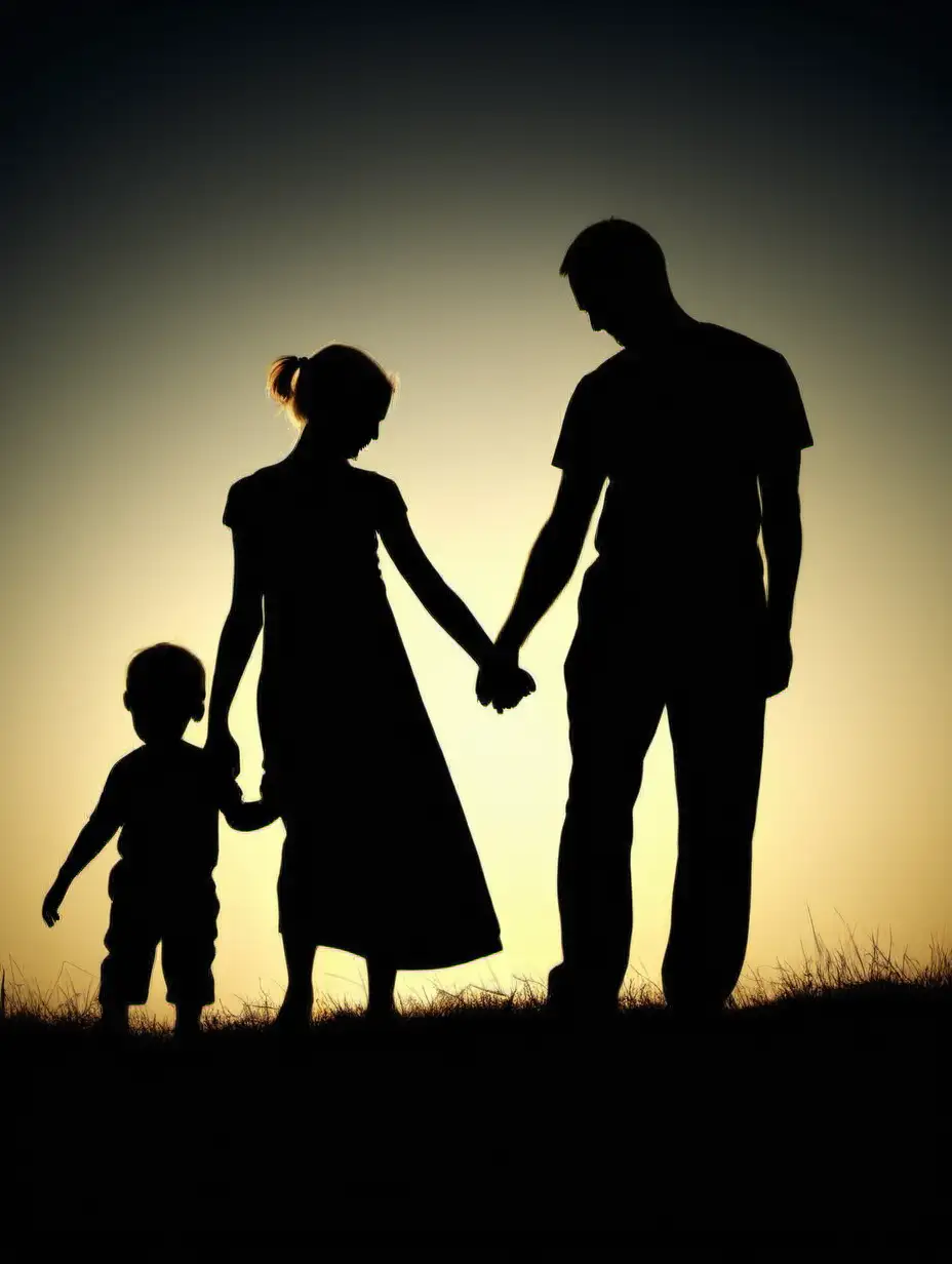 Silhouette of a Happy Family Mother Child and Father Bonding