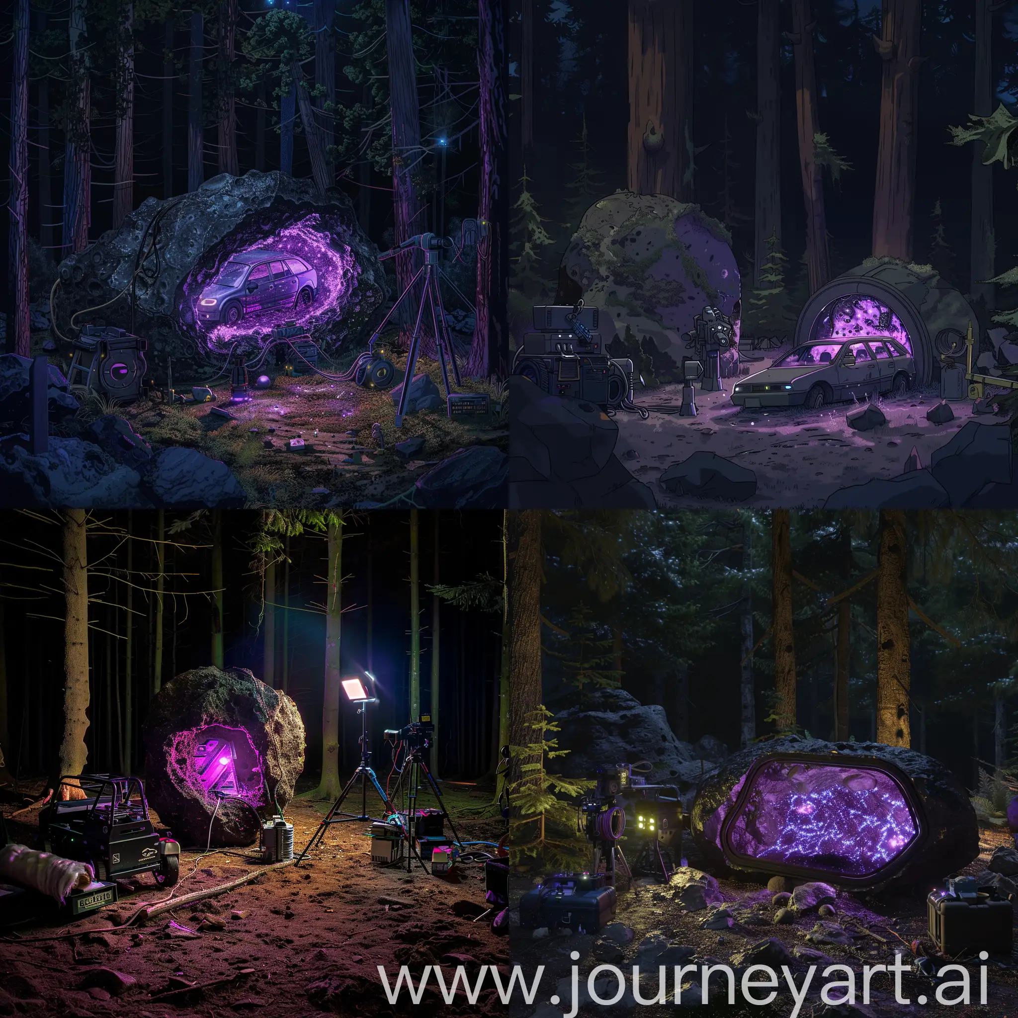 Mysterious-PurpleGlowing-Asteroid-Study-in-Night-Forest