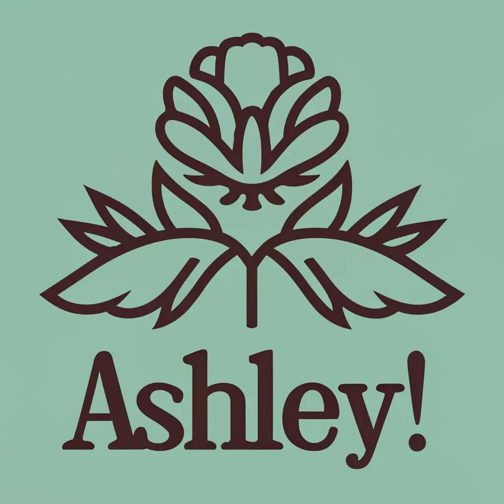 logo, thistle flower, with the text "Ashley", typography