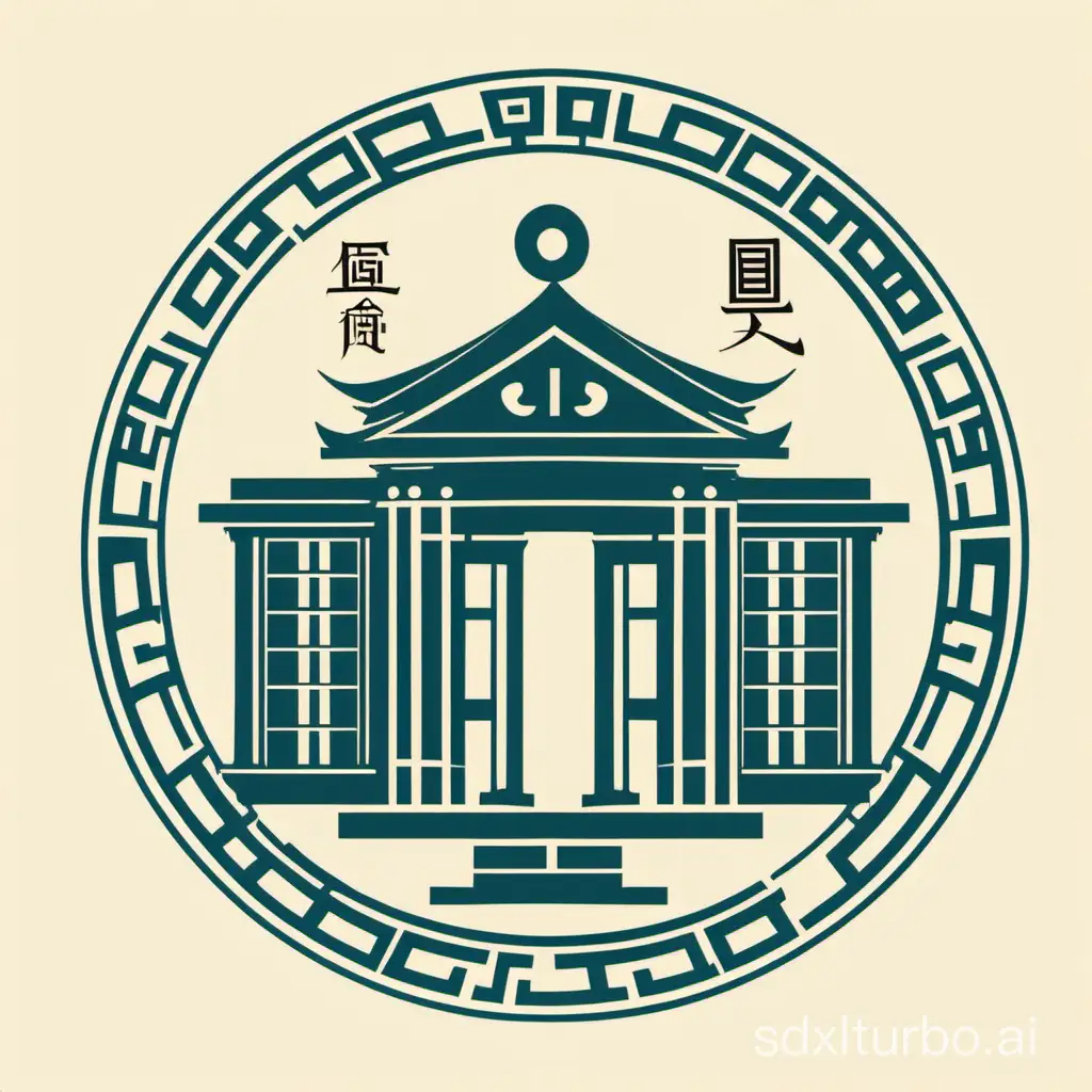 Design a logo for the library, which should be associated with Guangdong University of Technology, embodying the core values of the library, being more concise and distinctive, and can appropriately incorporate some Chinese elements, with a certain connection to the logo of Guangdong University of Technology. It should have certain connections to the culture of Guangdong and Cantonese culture, and can include some circular elements.