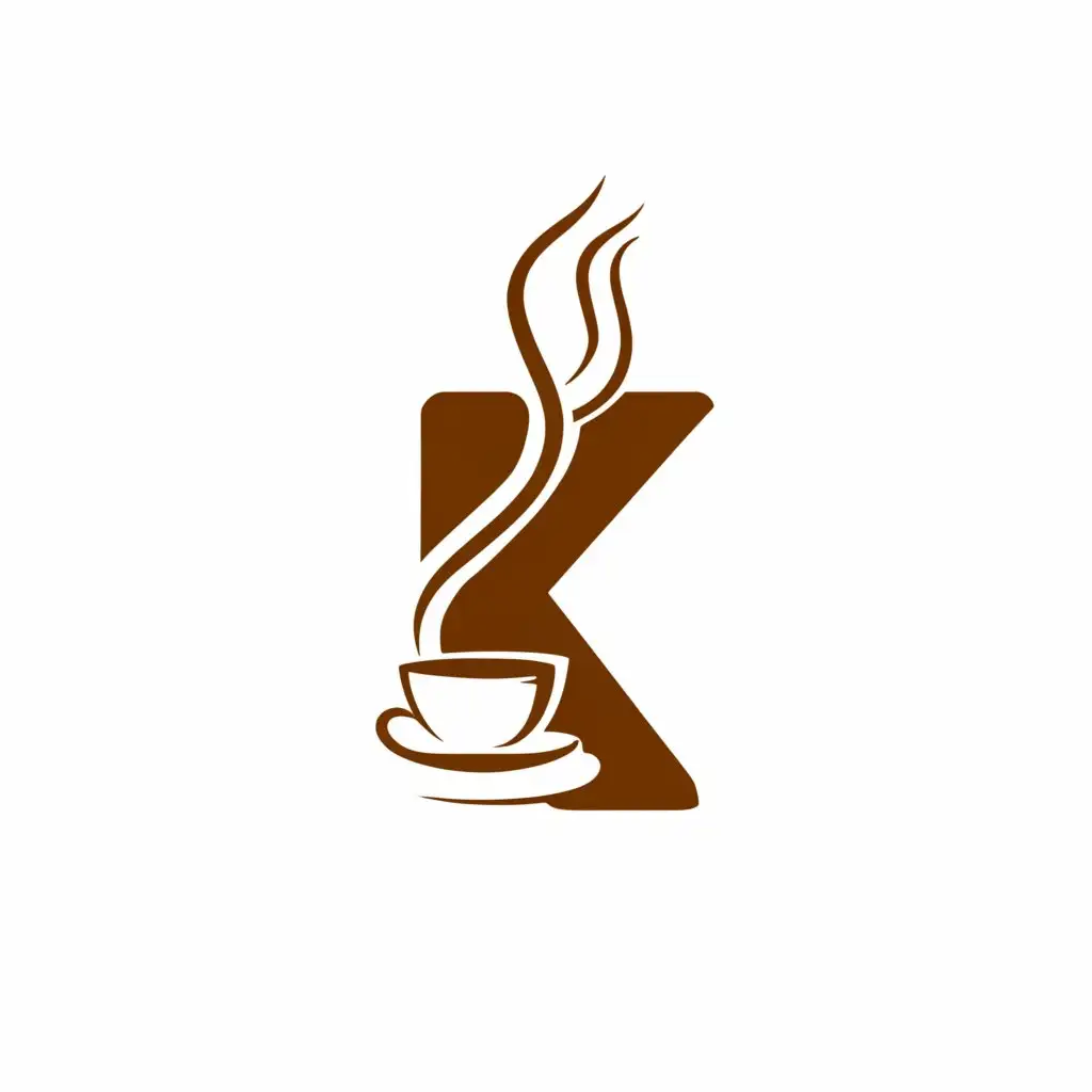 a logo design,with the text "k", main symbol:letter K with coffee,Moderate,clear background