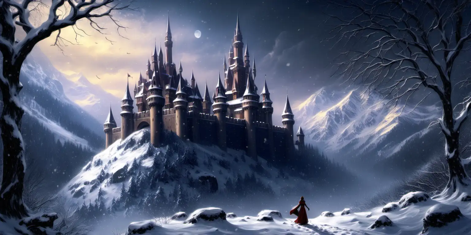 castle, snowy, fantasy