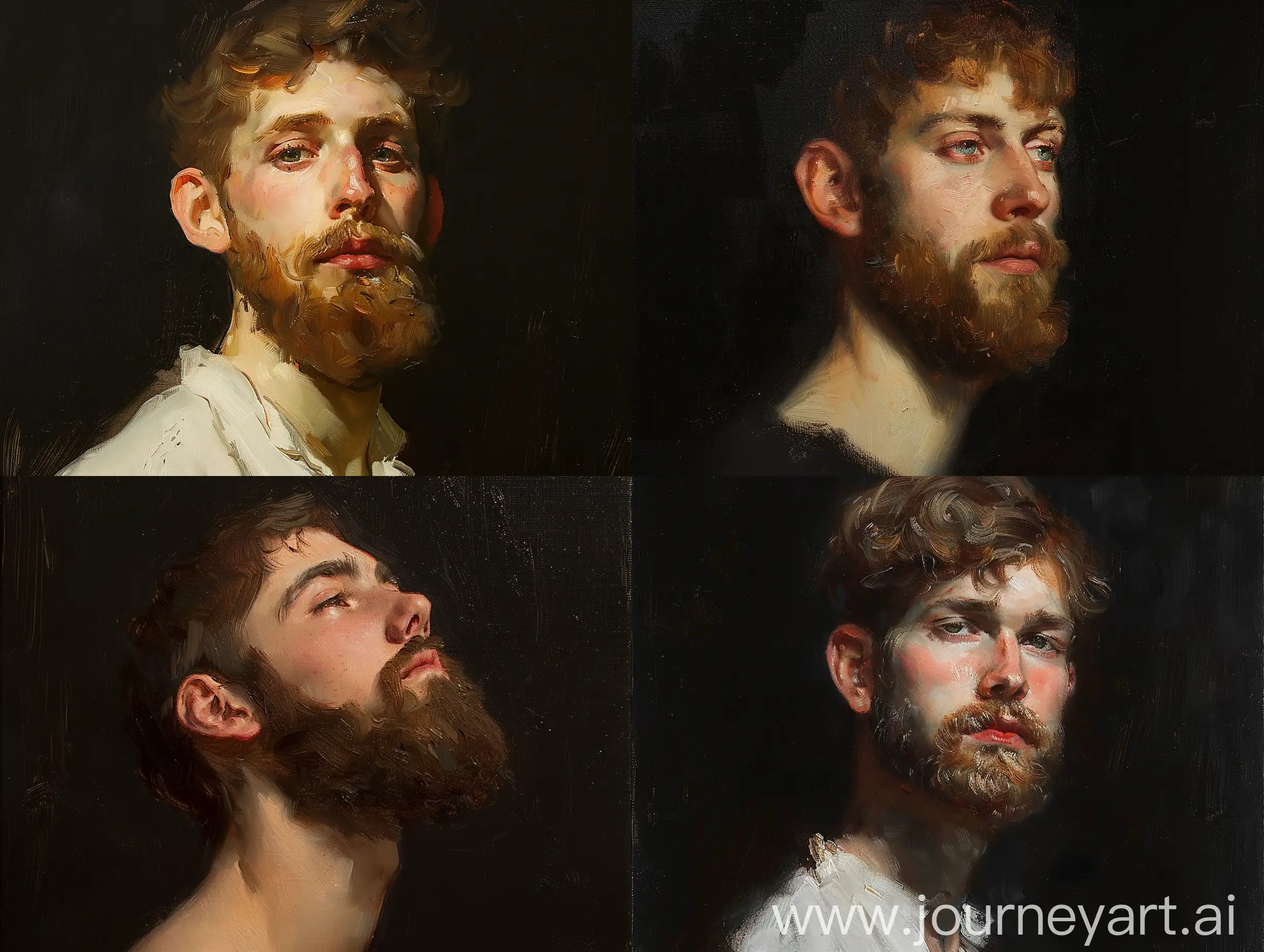 Realistic-Portrait-of-a-Bearded-Young-Man-in-Oil-Painting