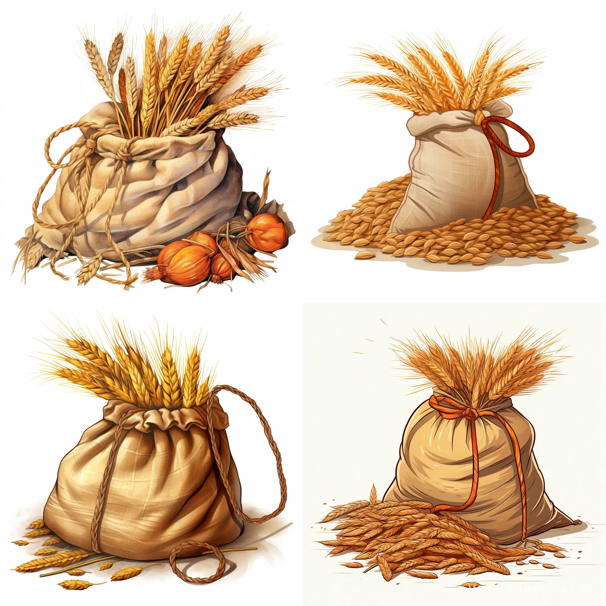 A sack of wheat，
 cartoon, white background