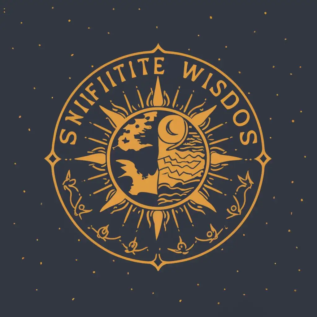 logo, Sun around earth  moon, with the text "Infinite wisdom", typography, be used in Religious industry