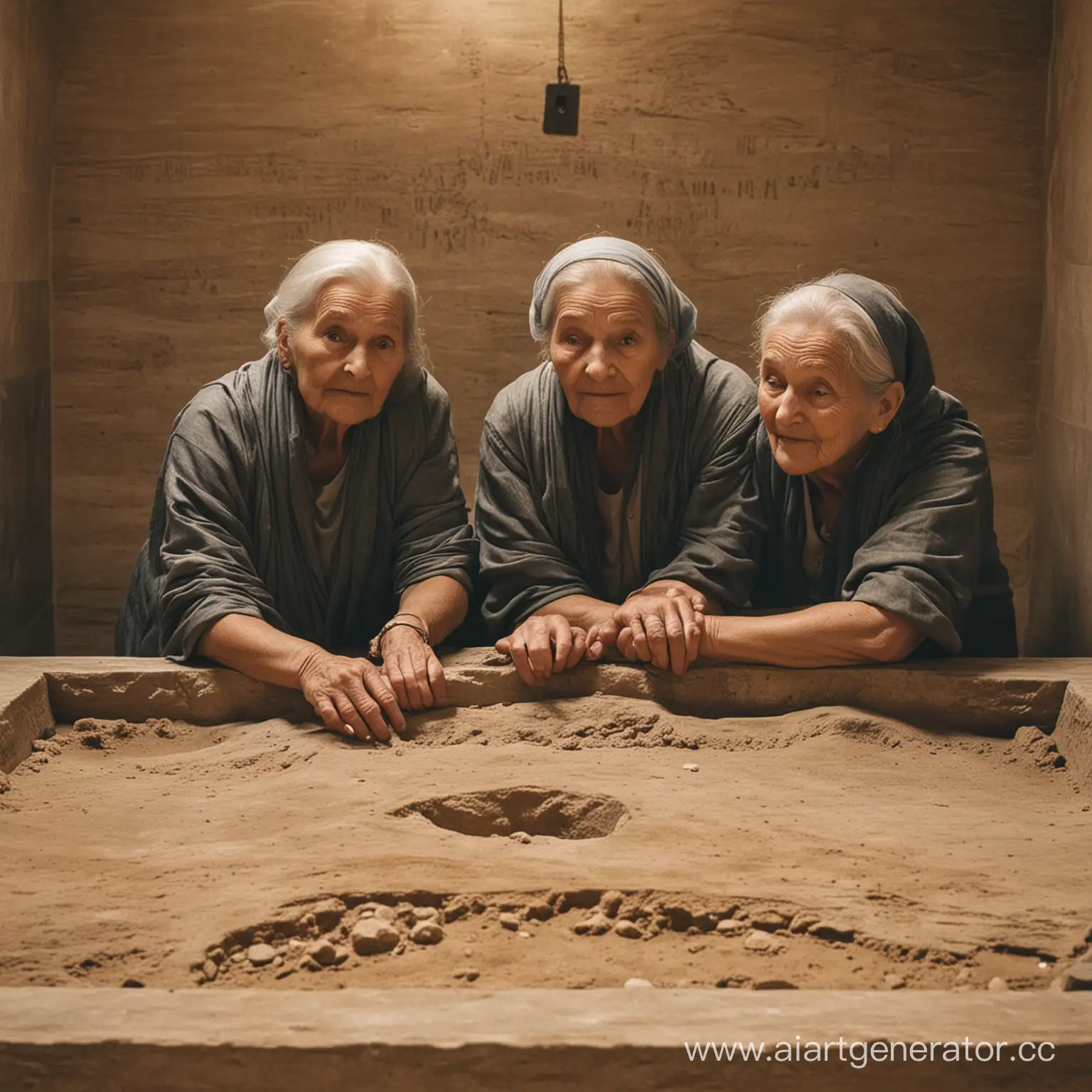 Elderly-Women-Paying-Respects-Grandmothers-in-a-Tomb