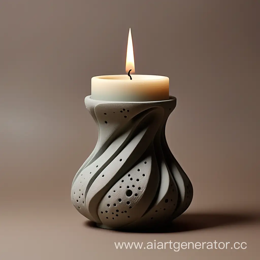 Емкость для свечи вылепленная из глины своими руками с легкими акцентами в виде текстуры , очень красивая , лаконичная и современная , необычная по форме , обьем 100 мл