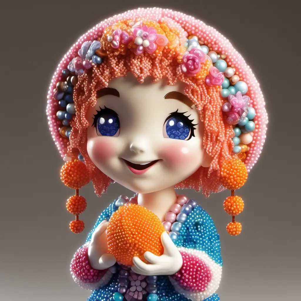 Cheerful and Tender Bead Girl Crafting Joyful Art