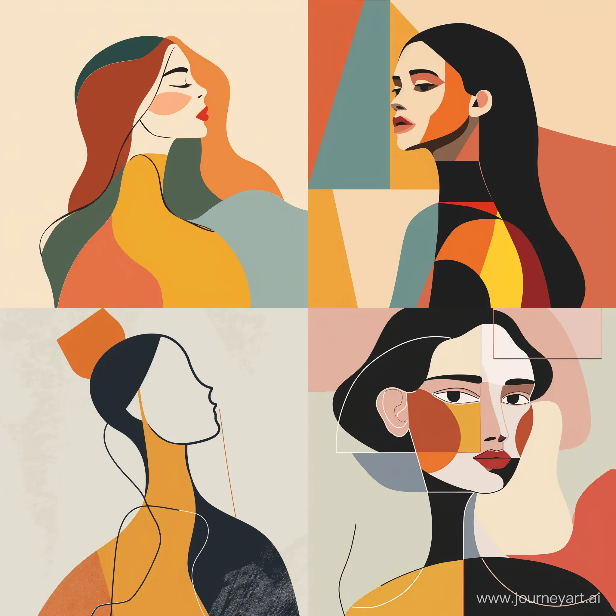 Harmonious-Mosaic-Style-Woman-Abstract-Portrait-with-Minimalistic-Long-Neck-Design