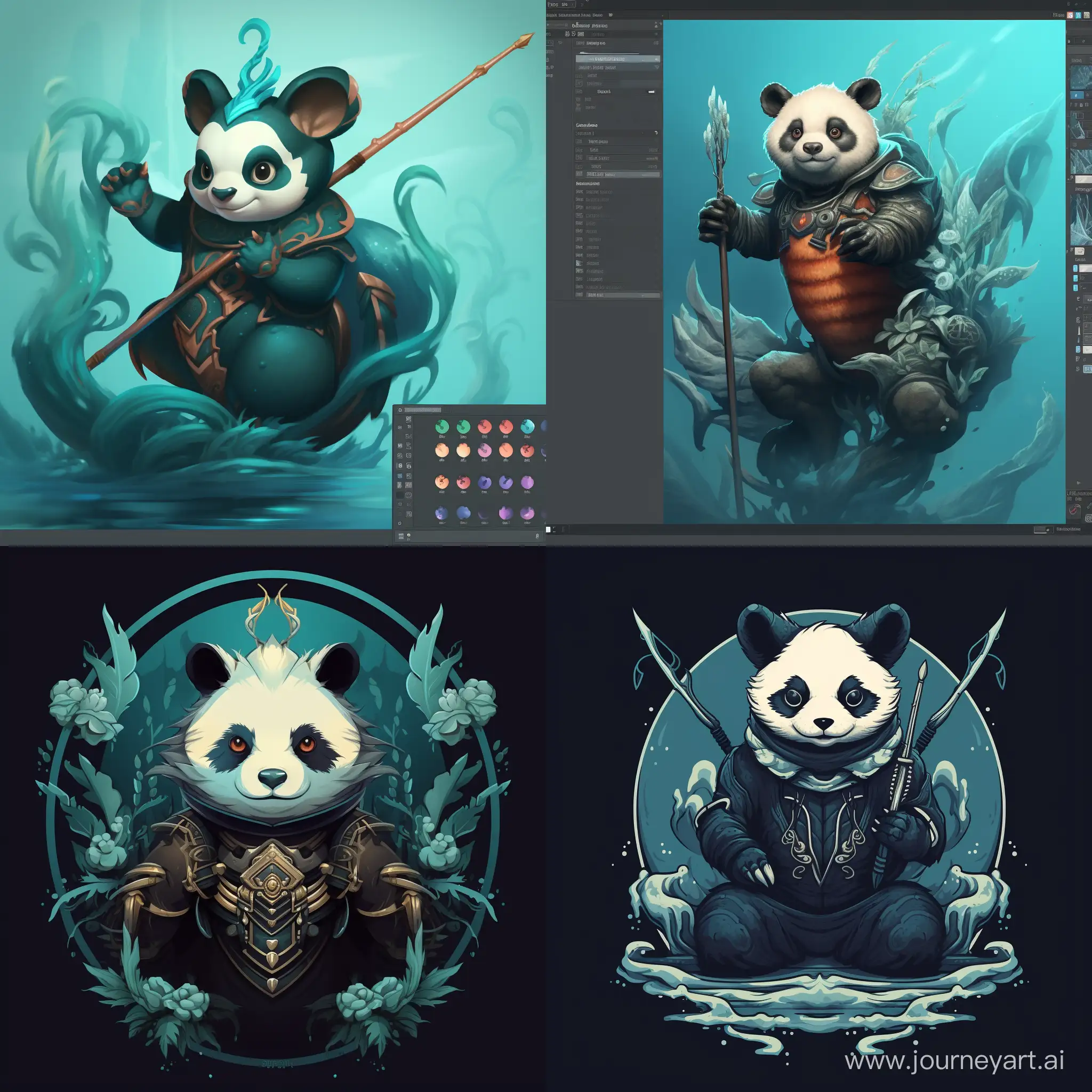 Mythical-Panda-Poseidon-Whimsical-TridentWielding-FishTailed-Creature