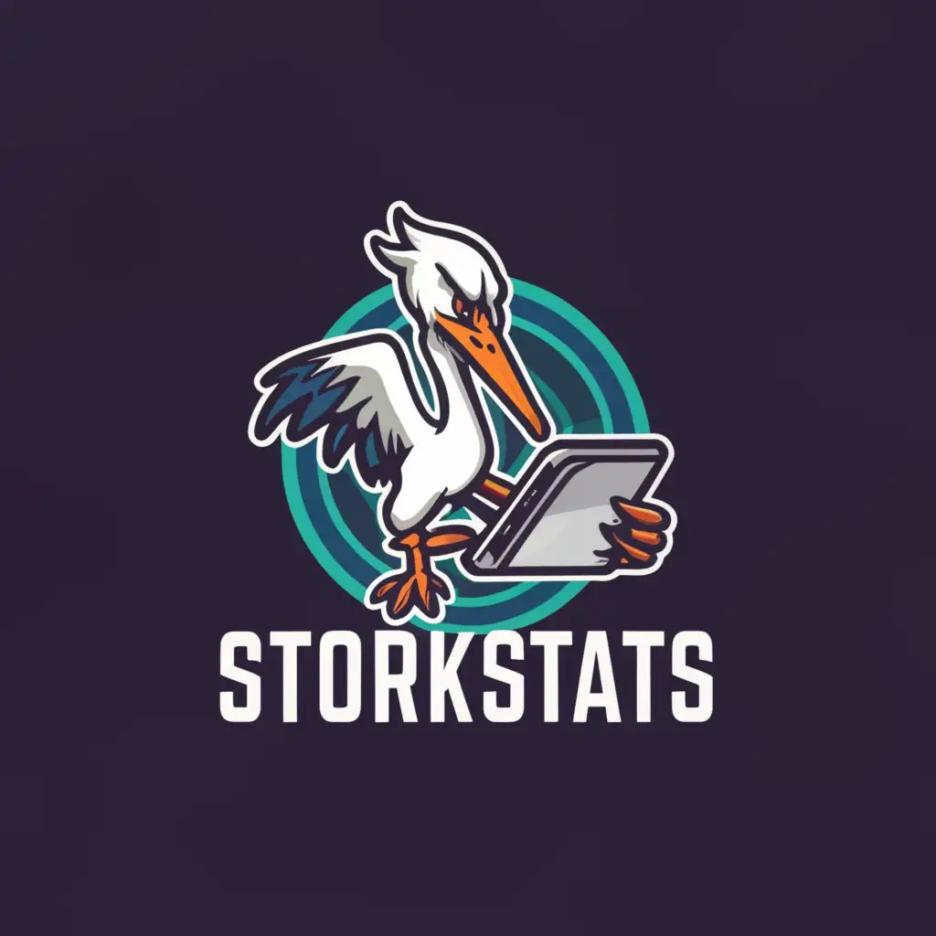 a logo design,with the text "storkstats", main symbol:angry stork,Moderate,be used in Technology industry,clear background