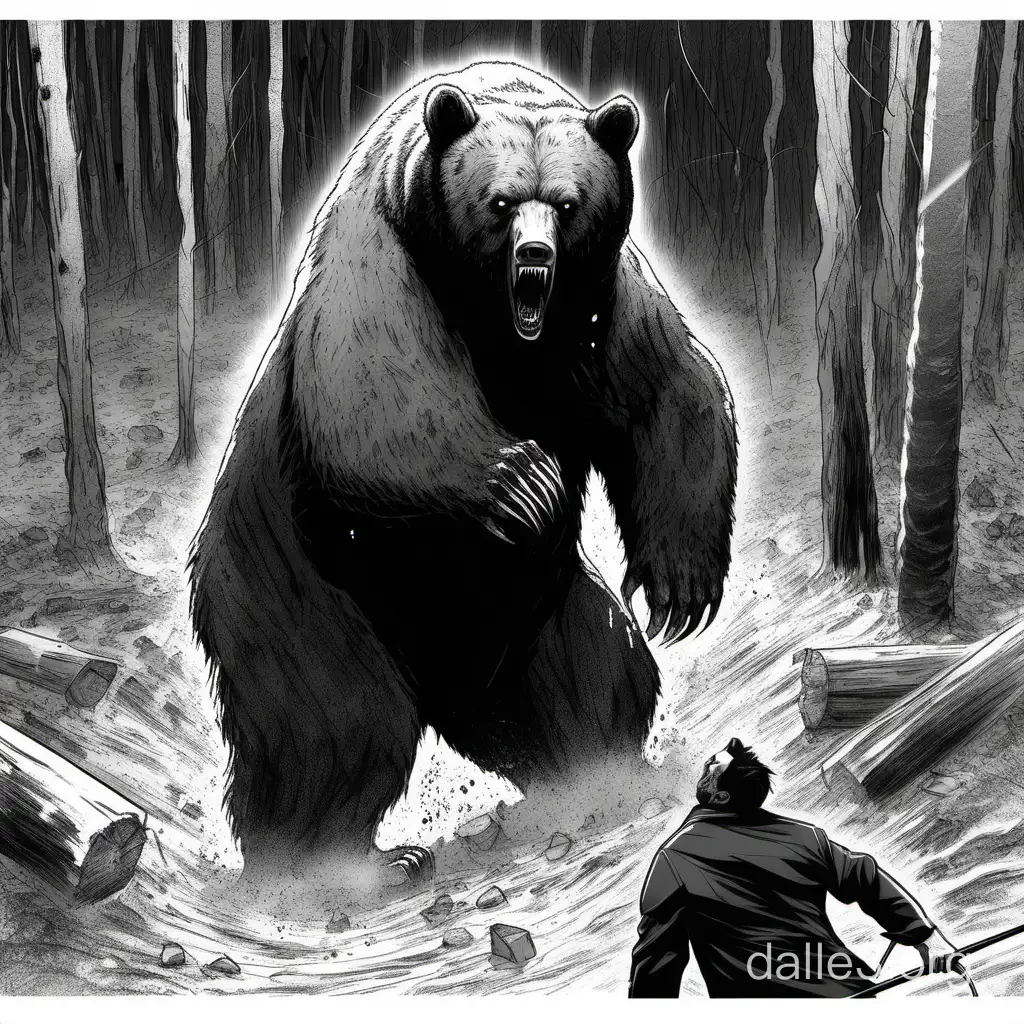 Злой человек напал на медведя