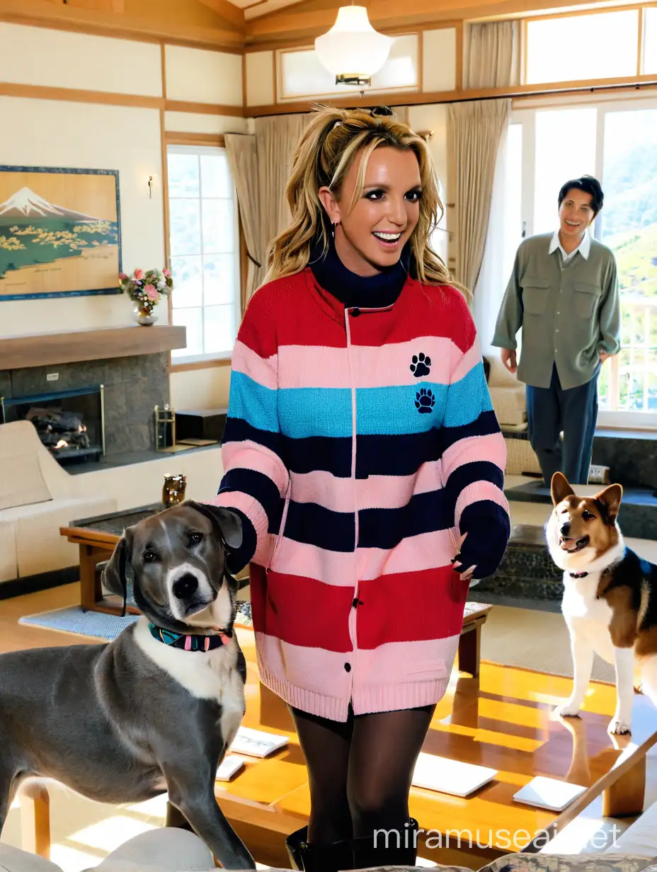 Britney Spears Relaxing with her Dog in Nabeshima Mansion Fukushima Ken Japan