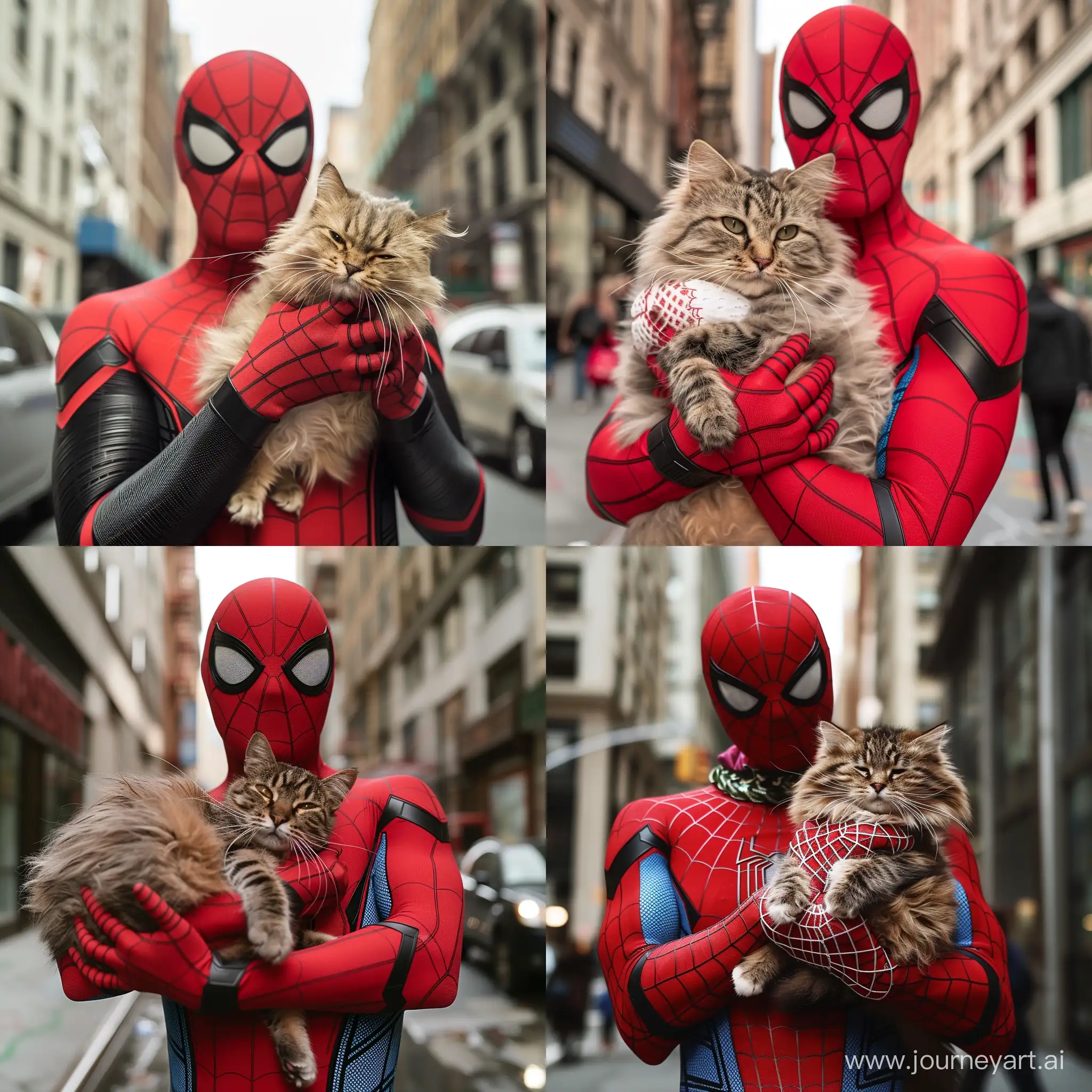 SpiderMan-Holding-Fluffy-Cat-in-New-York-City