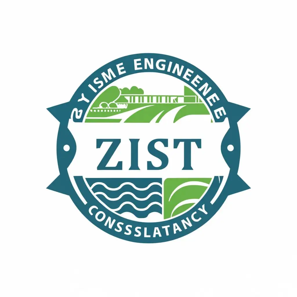 a logo design,with the text "ZIST ENGINEERING CONSULTANCY", main symbol:The ZIST Engineering Consultancy logo, designed in an oval or circular shape. The logo features the text "ZIST ENGINEERING CONSULTANCY" in a stylish and unique font, exuding a sense of artistry. The centerpiece of the logo is a grand Dam reservoir overflowing into lush cropland, with a busy road running alongside, filled with moving traffic. Below the road's bridge, water flows gracefully in a channel, adding a touch of fluidity to the scene. The road leads towards a vibrant cityscape, adorned with sleek, towering buildings that symbolize progress and innovation. The image is rendered with a perfect blend of realism and artistic flair, capturing the dynamic harmony between nature and infrastructure. Soft, ambient lighting highlights the intricate details of the logo, evoking a feeling of wonder and admiration for ZIST Engineering Consultancy's visionary approach. The mood is one of harmony and sophistication, reflecting the consultancy's dedication to excellence in engineering design,Moderate,be used in Construction industry,clear background
