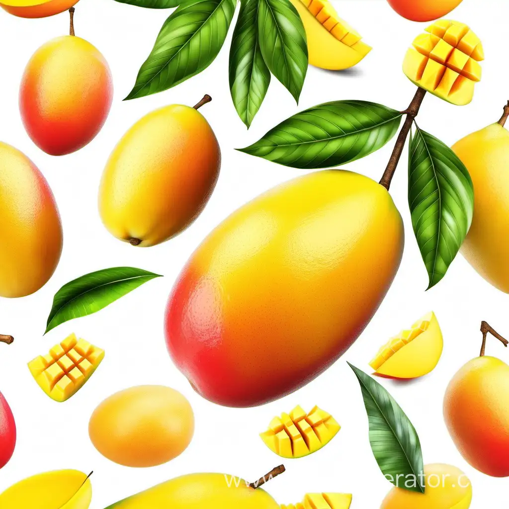 сочное манго на белом фоне 