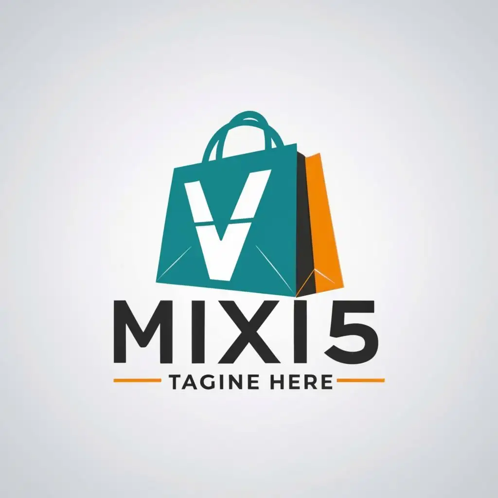 logo, Shopping bag, with the text Mixi5 typography, be used in Retail industry.