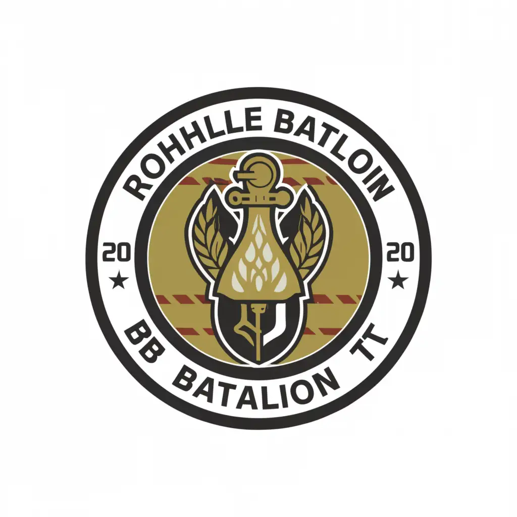 a logo design,with the text "201 rohle battalion", main symbol:create a logo with a picture of a rohli in the center, on the background of a shield for a military organization,Moderate,clear background