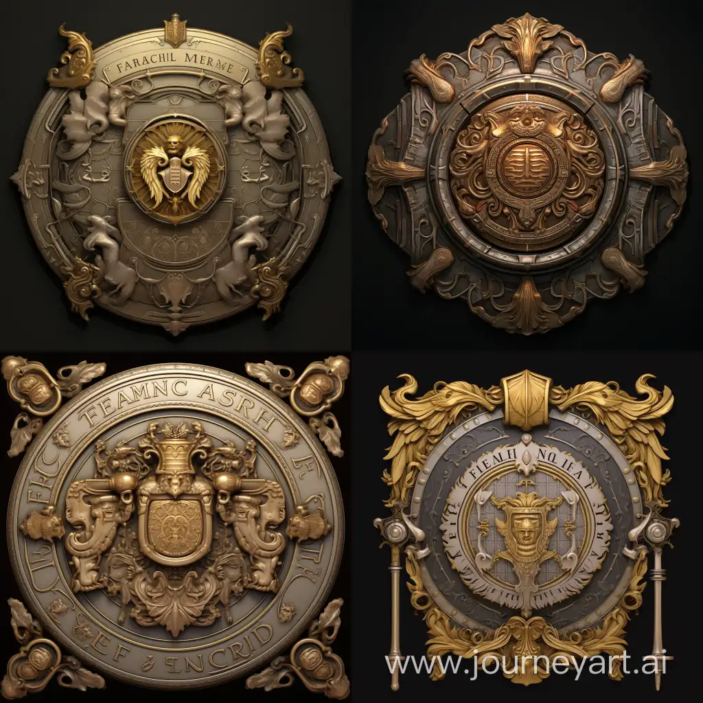 Merchant-Guild-Coat-of-Arms-with-Central-Coin-and-Letter-F