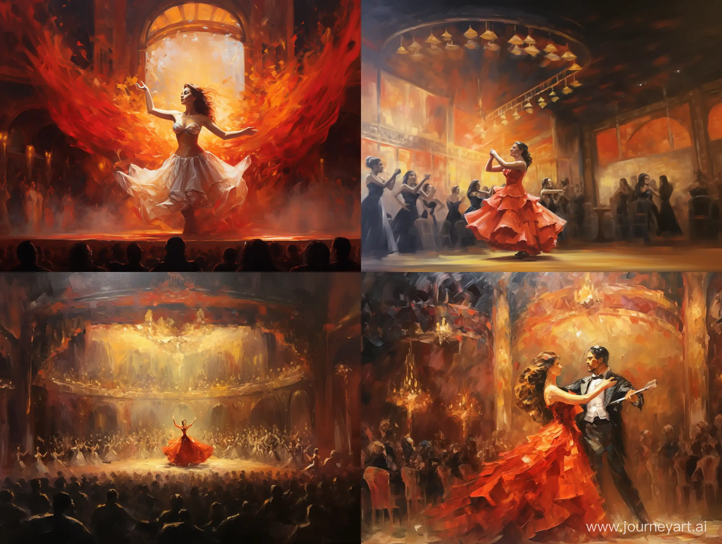 Elegant-Oil-Painting-of-Carmen-Opera-Performance-in-Light-Tones