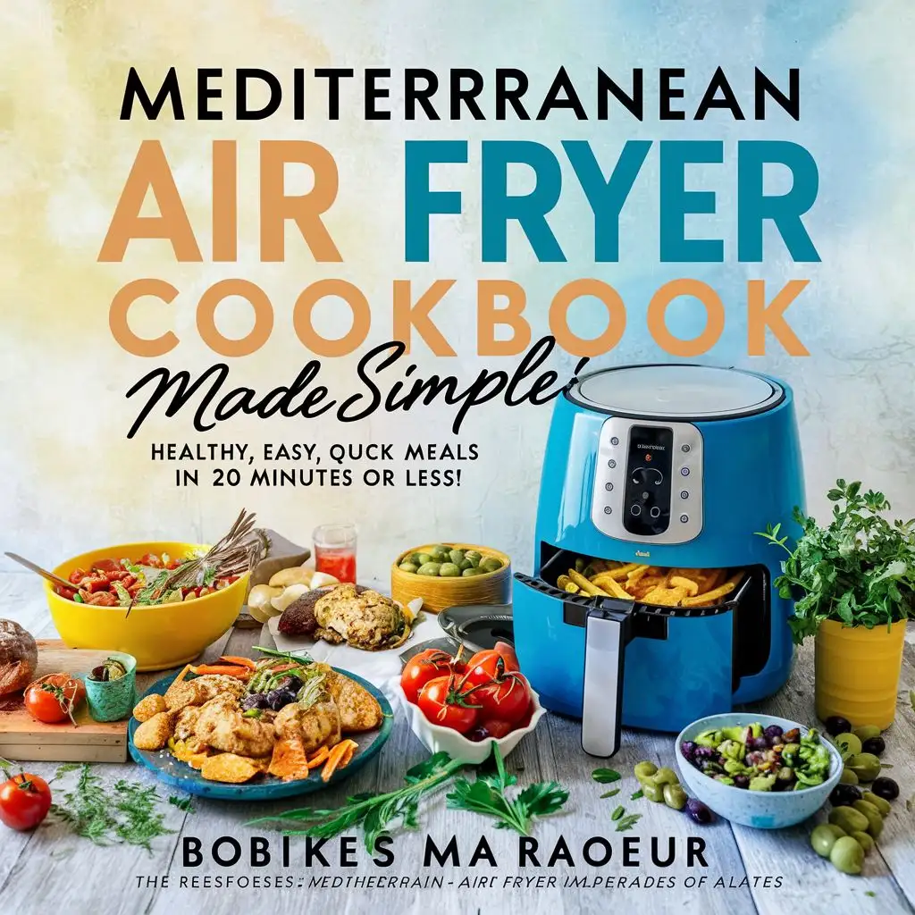 Vibrant Mediterranean Air Fryer Cookbook Cover Quick Healthy and Delicious Recipes in 20 Minutes or Less