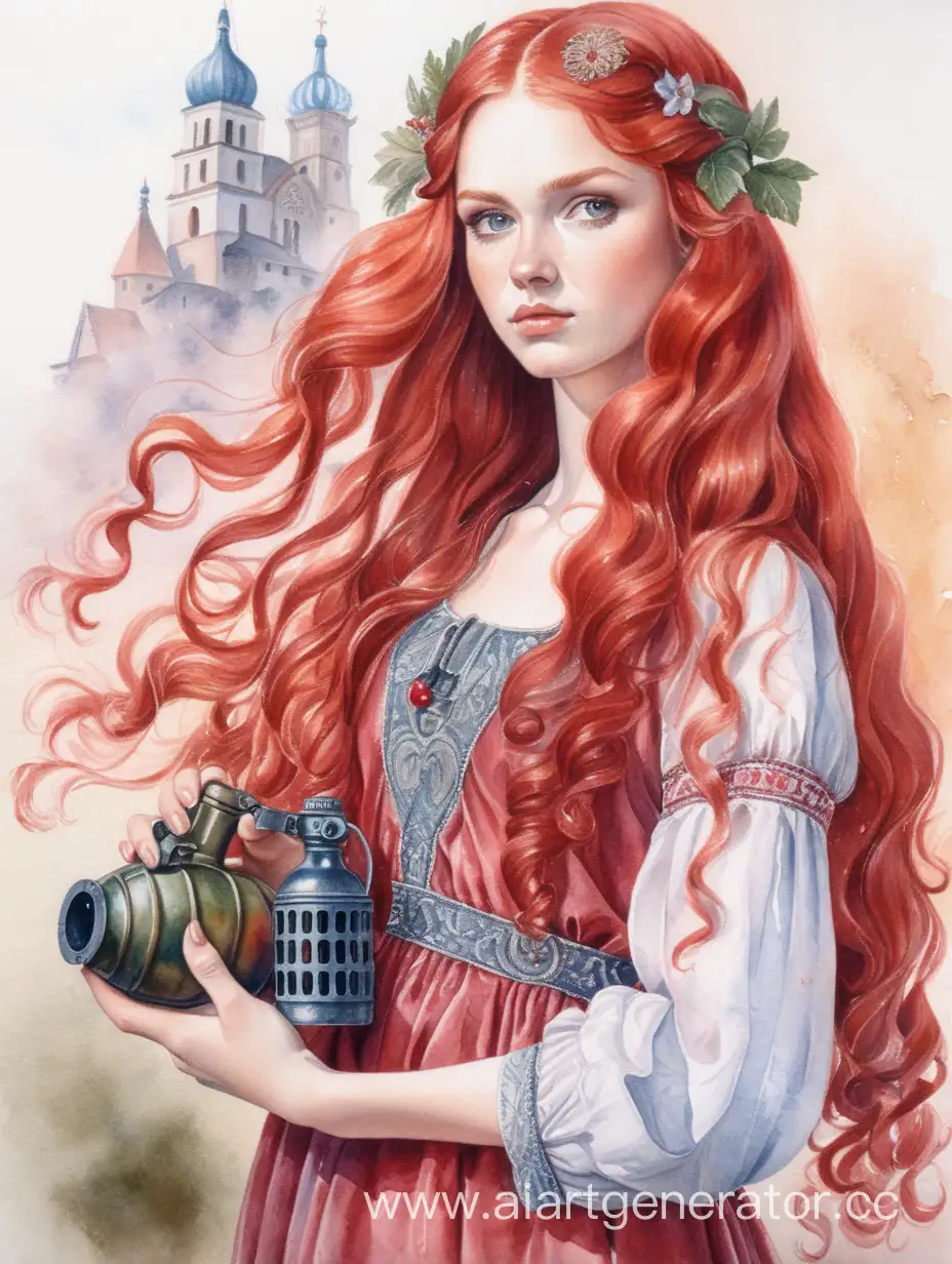 Vivid-Watercolor-Portrait-Slavic-Girl-with-Red-Grenade