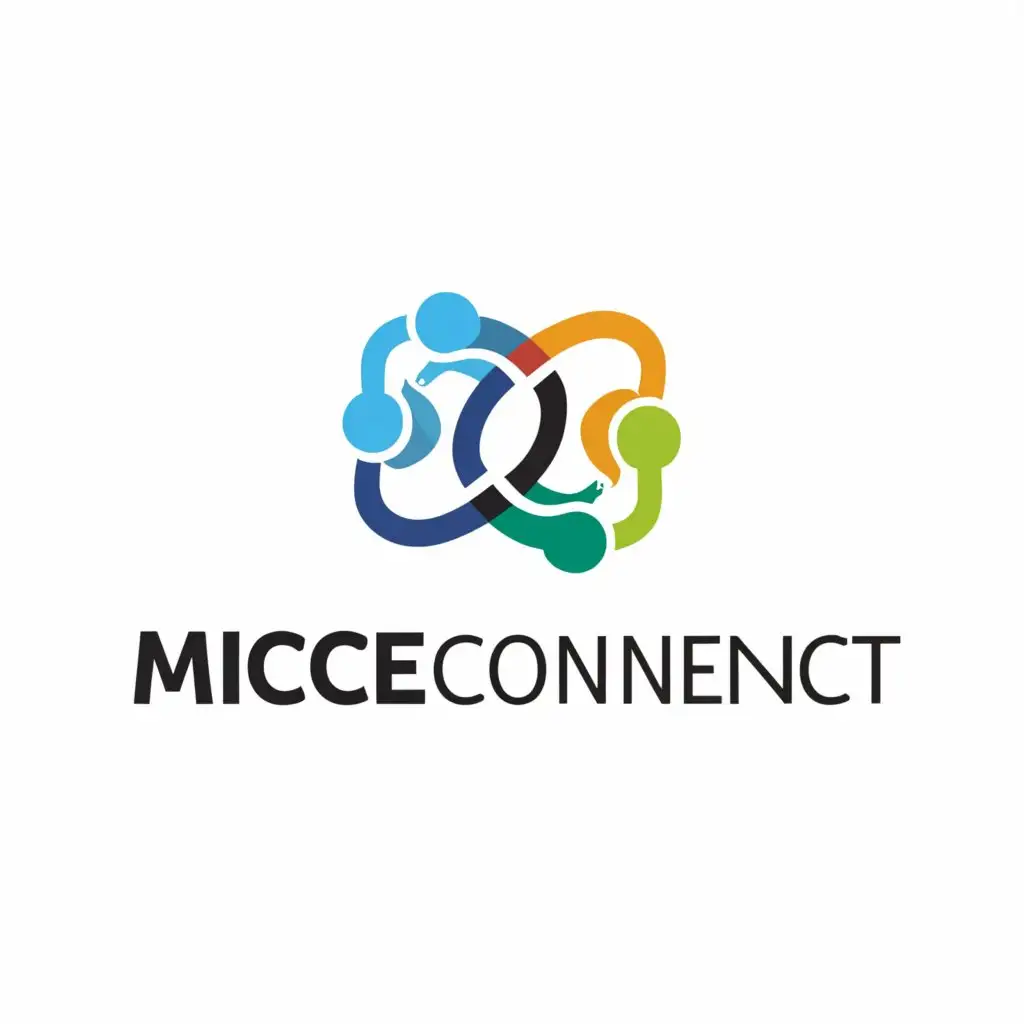 a logo design,with the text "MICEconnect", main symbol:people, events, job,complex,be used in Events industry,clear background