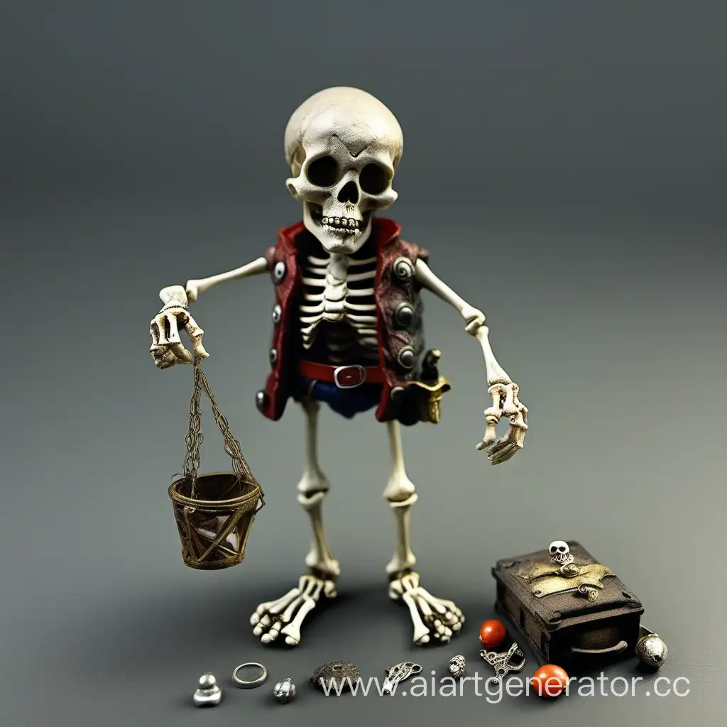 Antique-Gnome-Skeleton-with-Pirate-Beads-and-Trinkets