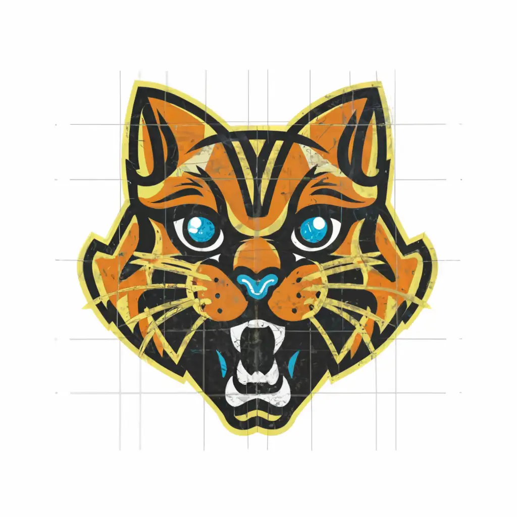 LOGO-Design-For-Orange-Cat-Jumping-Roller-Derby-Helmet-Aggressive-Fluffy-Cyan-Logo