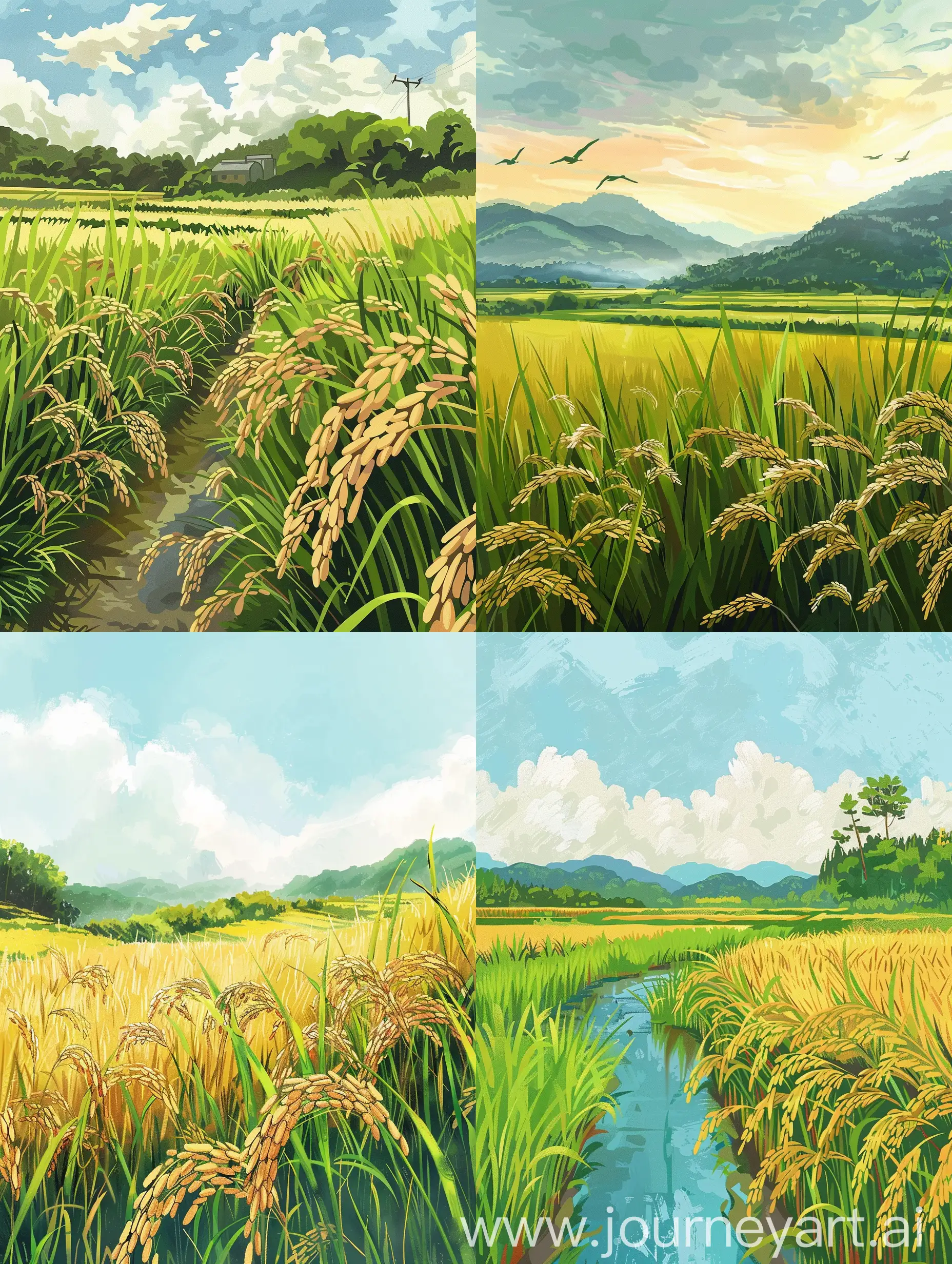 Illustration-of-Tranquil-Rice-Field-Scenery