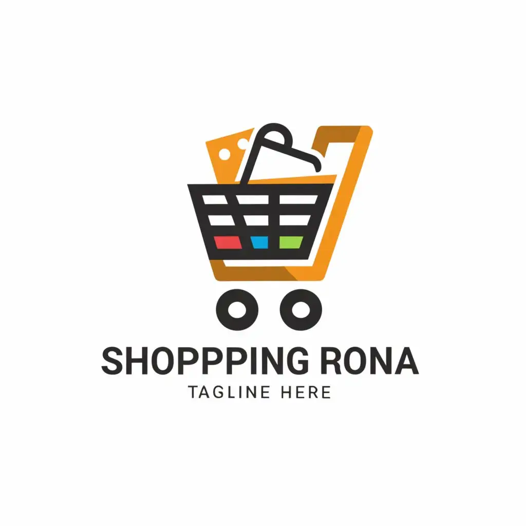 LOGO-Design-for-Shopping-With-Rona-Elegant-Shopping-Cart-Symbol-on-Clean-Background