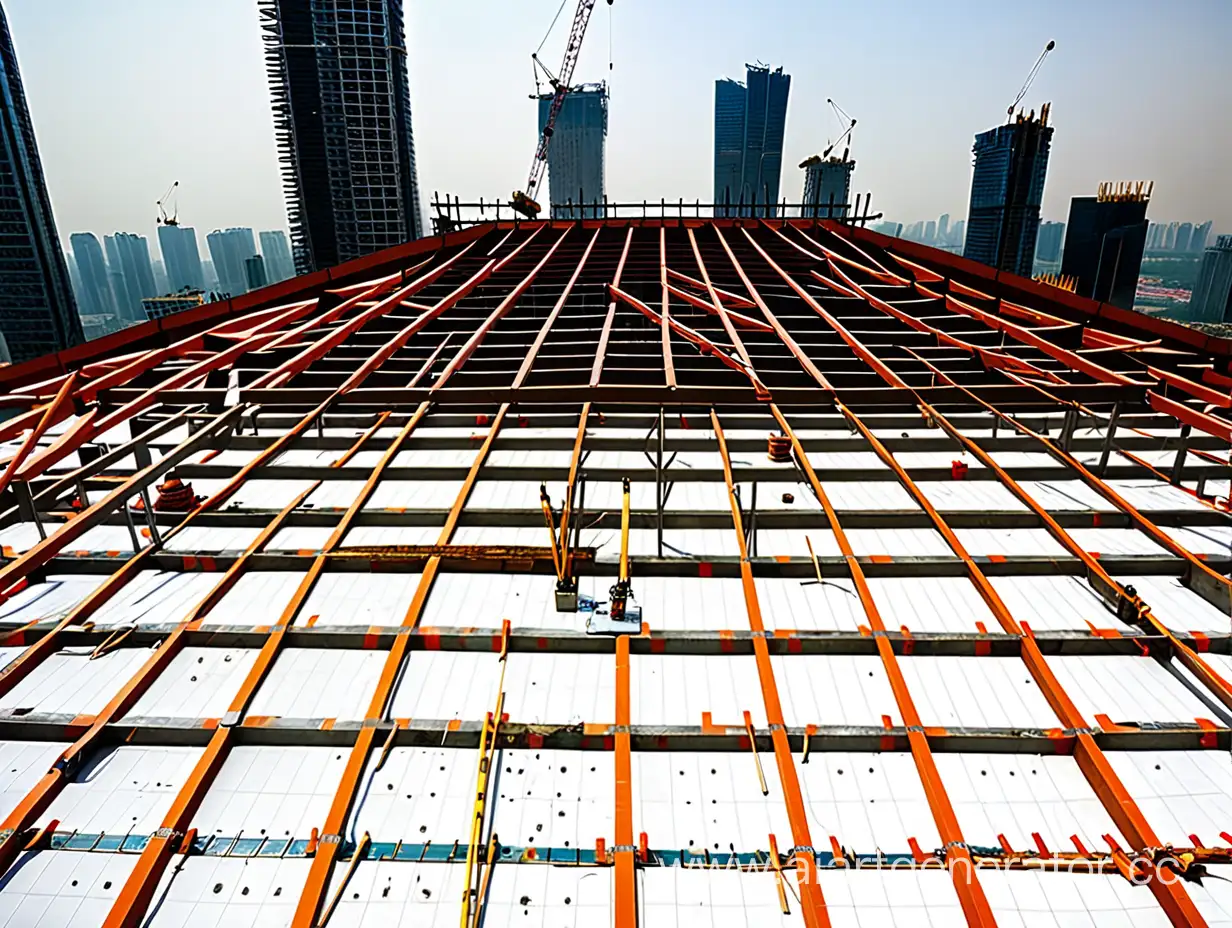 The roof of a skyscraper under construction