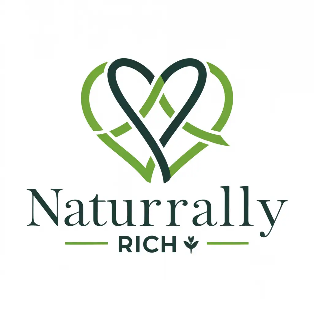 a logo design,with the text 'Naturally Rich', main symbol:A Heart with a 'V',complex,clear background