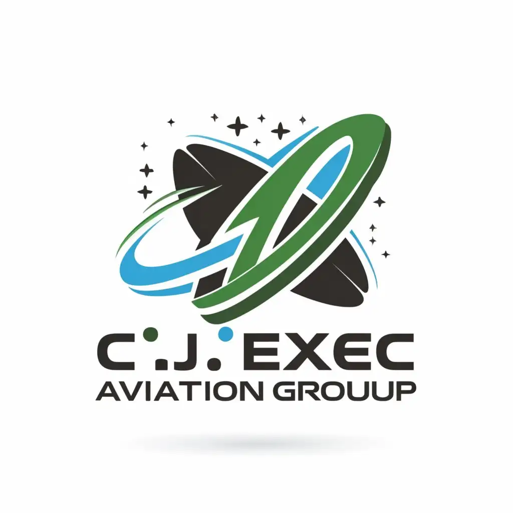a logo design,with the text "CJEXEC Aviation Group", main symbol:Comet, Meteor, Asteroid,complex,be used in Travel industry,clear background