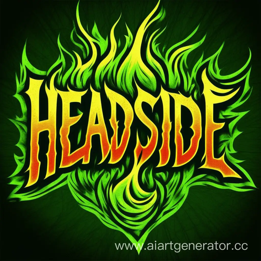 HeadSide text logo on fire green