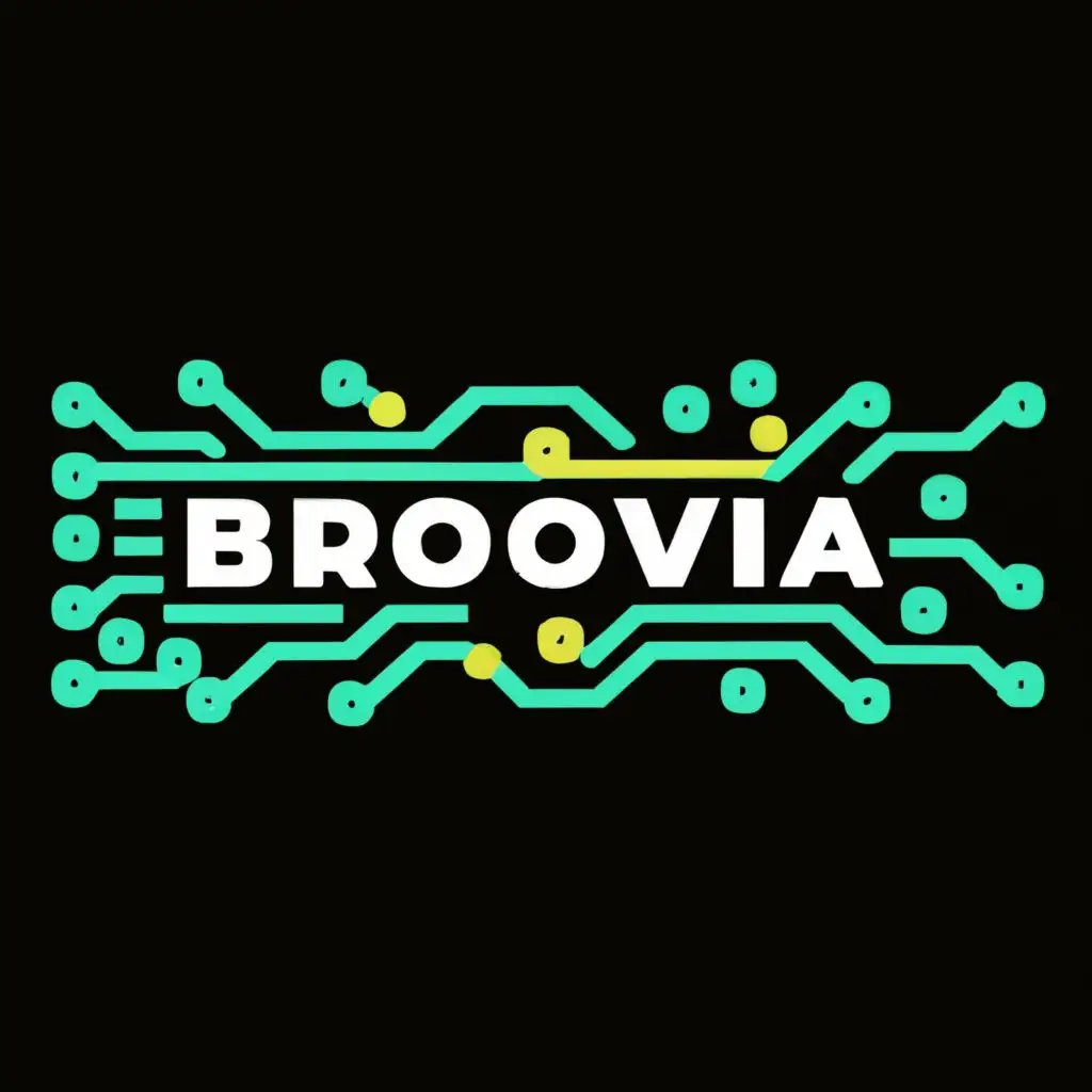 logo, Circuit board with transparent background, with the text "Brovia.com", typography, be used in Internet industry