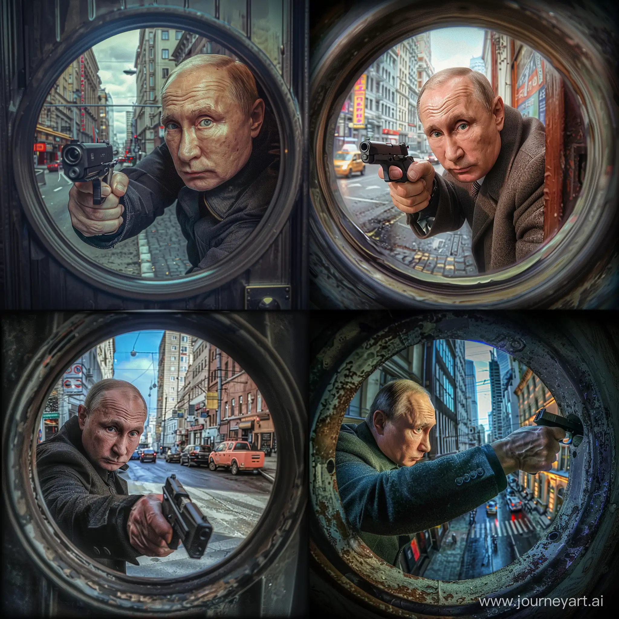 Putin-Spying-with-Gun-Through-Peephole-in-American-City