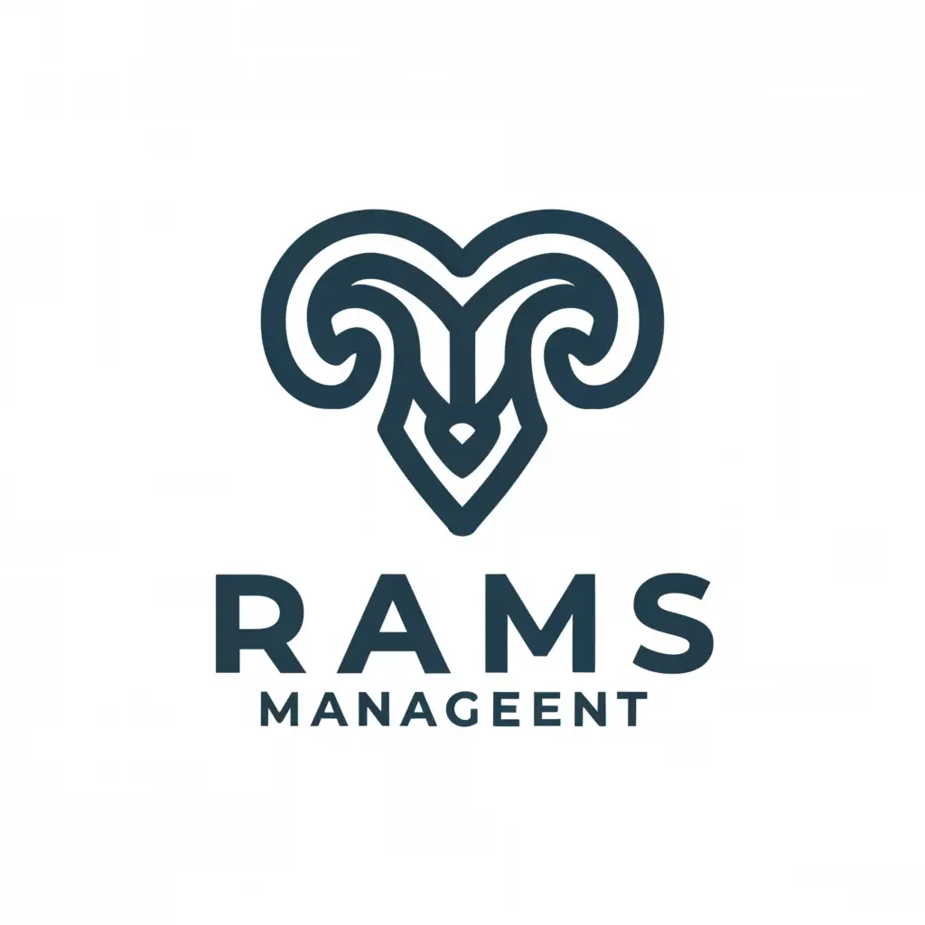 a logo design,with the text "Rams Management", main symbol:Ram,Moderate,be used in Real Estate industry,clear background