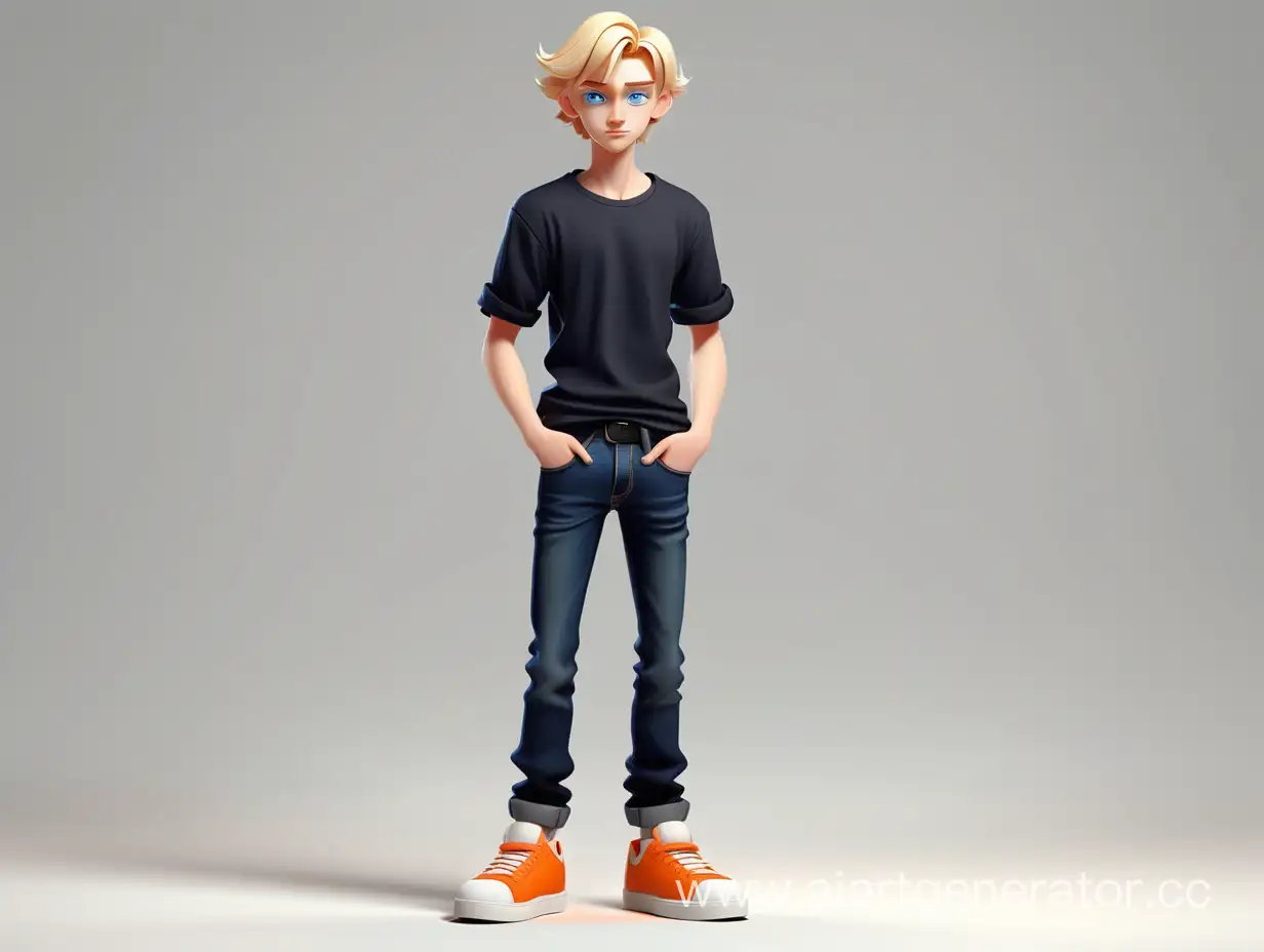 Stylized-Portrait-of-a-Blonde-Teenage-Boy-in-Casual-Attire