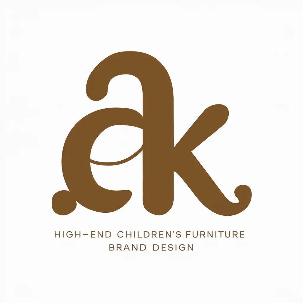 用字母a和k两个字母，为高端儿童家具品牌设计一个logo，设计要求圆润感，并且略微带点童趣