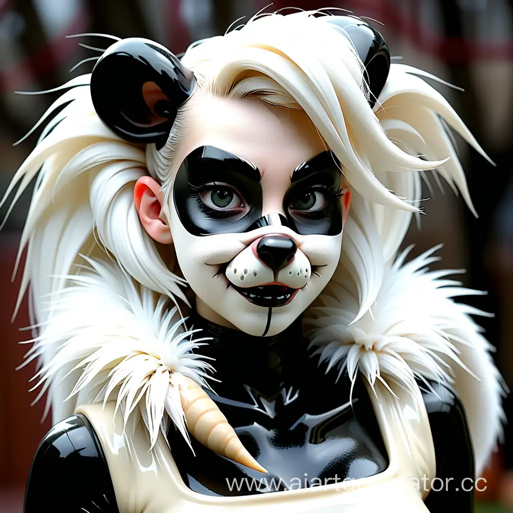 Latex-Furry-Skunk-Girl-with-White-Latex-Skin-and-Skunk-Makeup