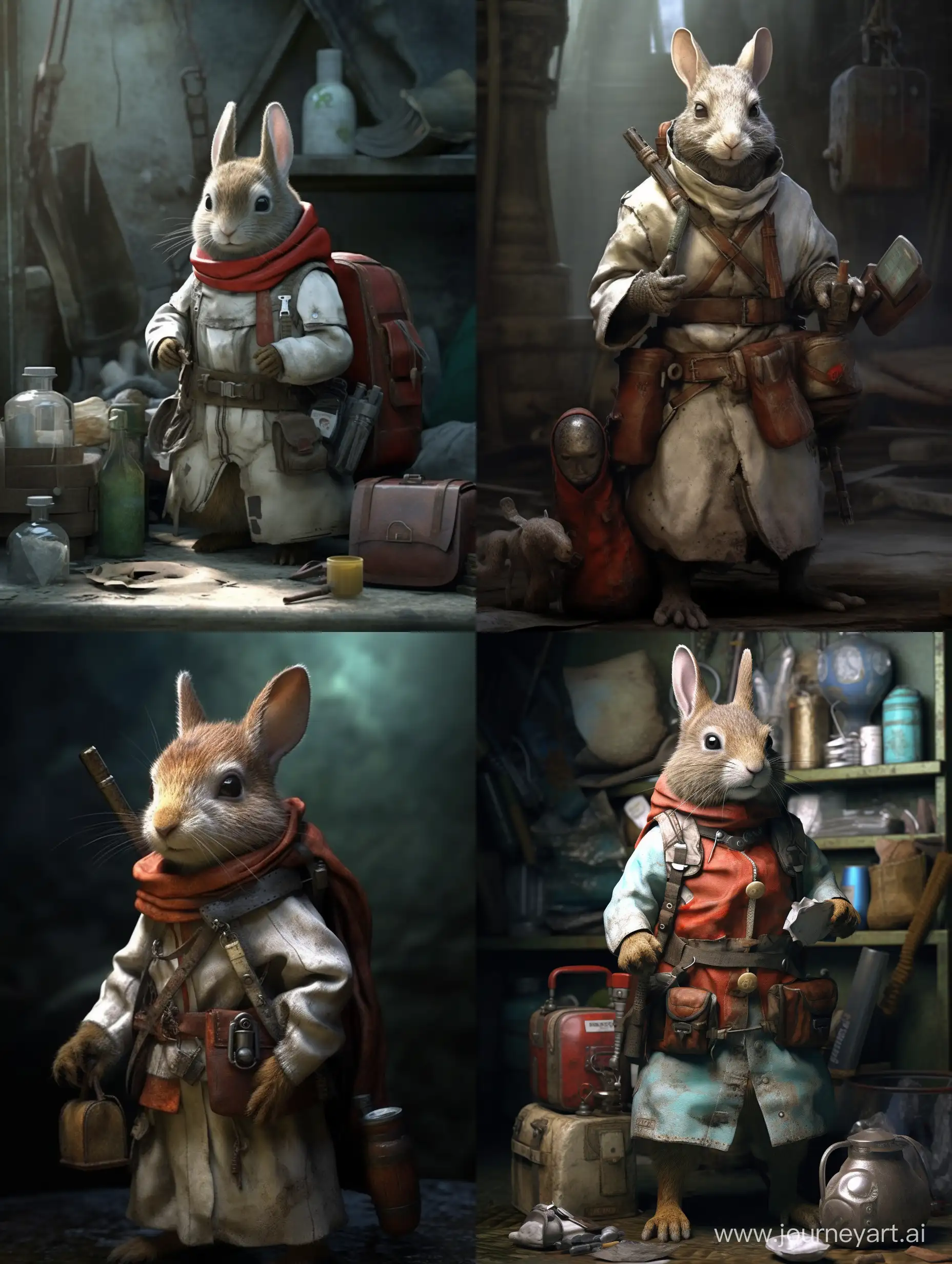 Gloomy-Dark-Souls-Style-Squirrel-Doctor-with-First-Aid-Kit