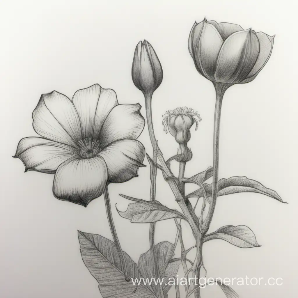 Botanical-Sketching-Detailed-Pencil-Drawings-of-Exquisite-Flowers-and-Plants