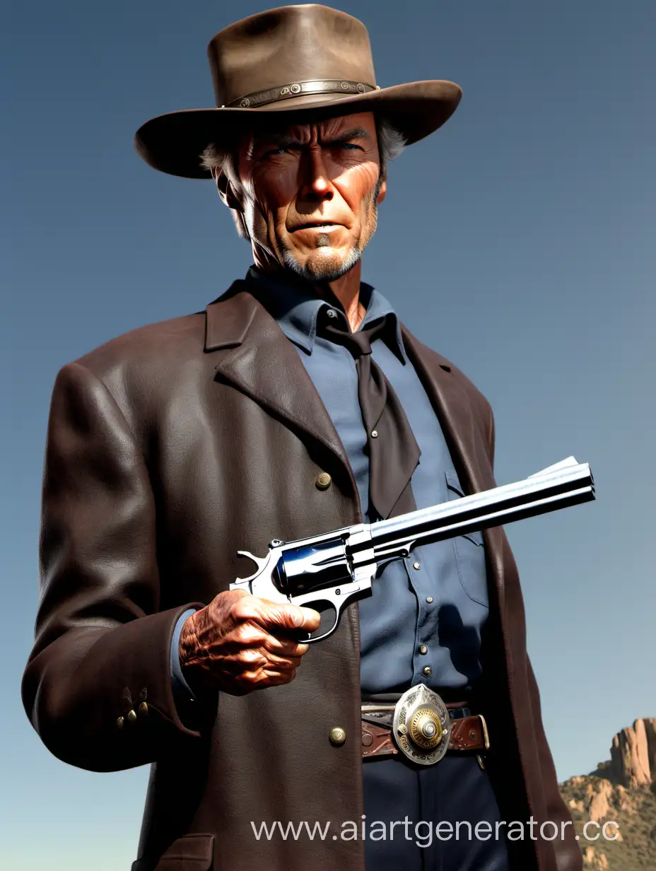 Clint-Eastwood-Dual-Revolvers-Realistic-Portrait