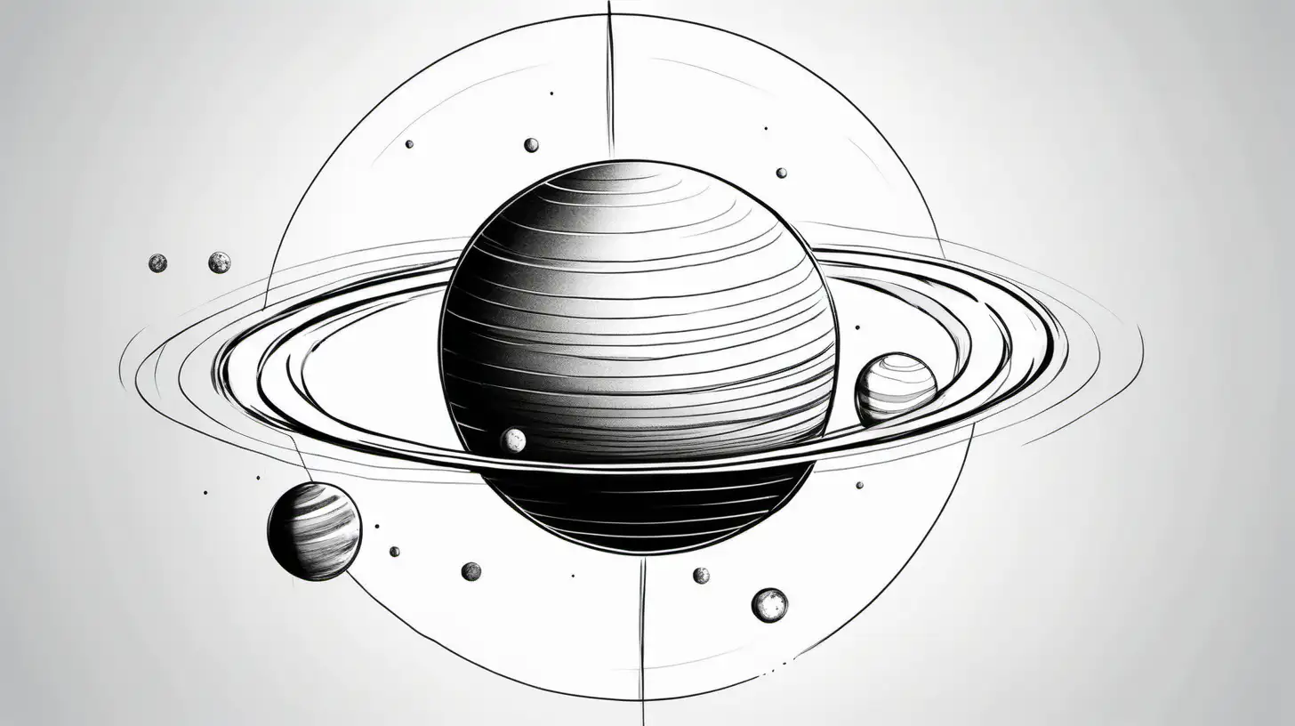 Uranus Planet Sketch Art on Empty White Background