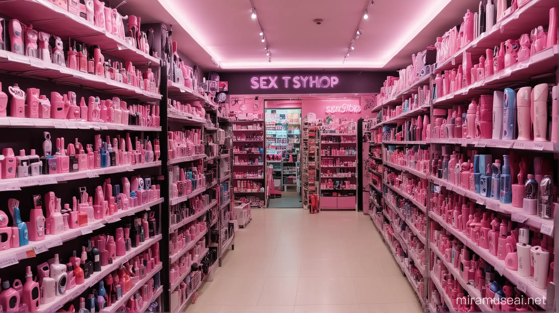 l'intérieur d'un sex shop, on voit différents sextoys