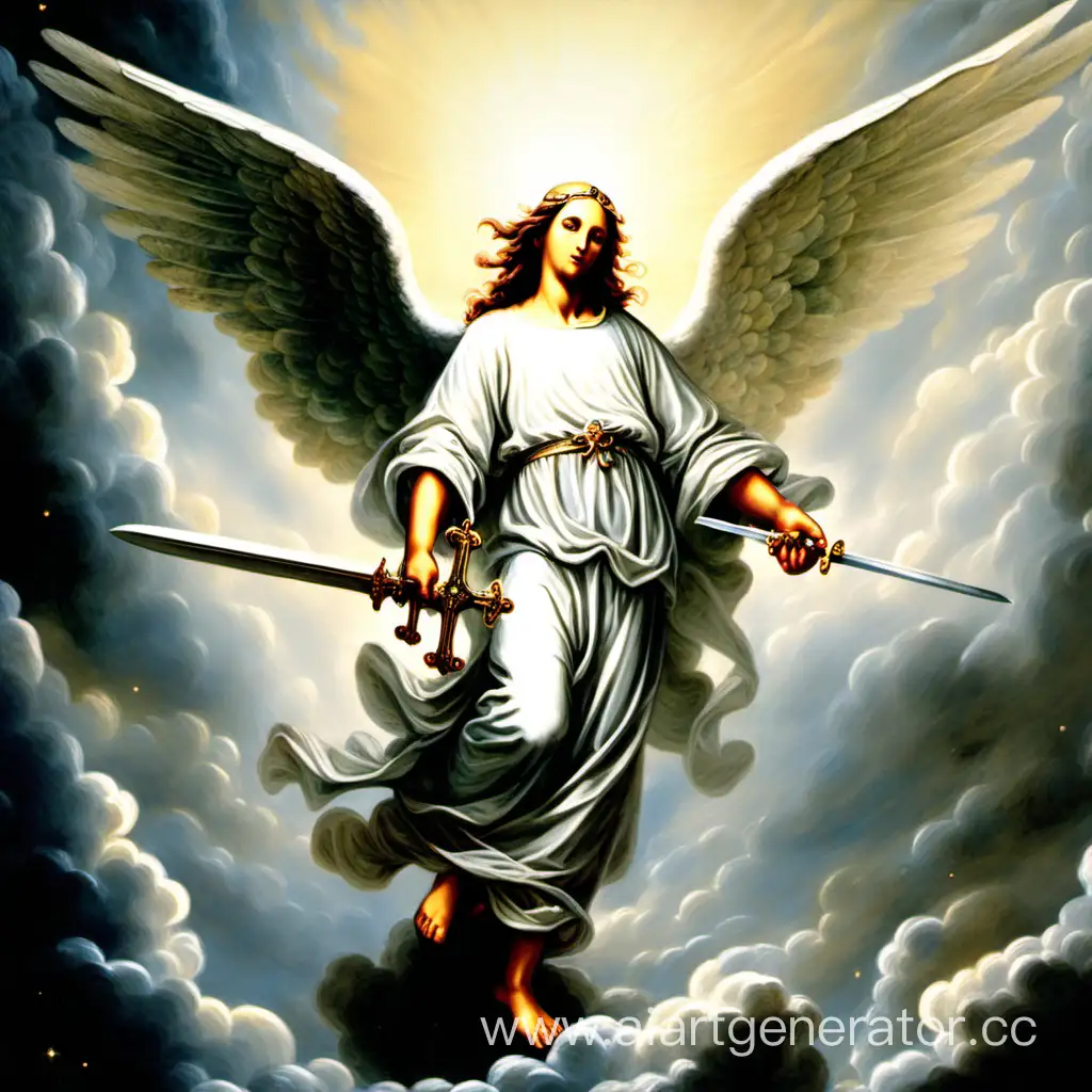 angel with sword in heaven